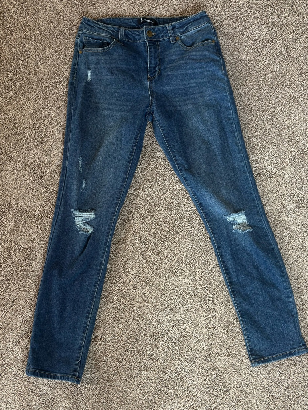 d. jeans Dark Blue Skinny Jeans with Distressed Knees